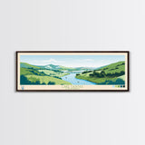 Lake Casitas California Framed Canvas Print, Panoramic Wall Art, Midcentury Modern, Pop Art, Bedroom Decor, Travel Poster, Living Room Art