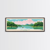 Lake Cumberland Kentucky Framed Canvas Print, Panoramic Art, Midcentury Modern, Pop Art, Living Room Wall Art, Travel Poster, Lake House Decor