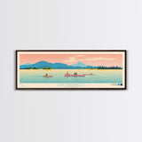 Lake Dardanelle California Framed Canvas Print, Panoramic Art, Midcentury Modern, Pop Art, Living Room Wall Art, Travel Poster, Lake House Decor