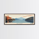 Lake Glenville North Carolina Framed Canvas Print, Panoramic Art, Midcentury Modern, Pop Art, Living Room Wall Art, Travel Poster, Lake House Decor