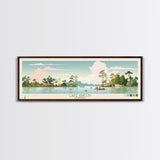 Lake Griffin Florida Framed Canvas Print, Panoramic Wall Art, Midcentury Modern, Pop Art, Bedroom Art, Travel Poster, Living Room Decor