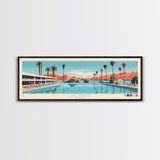 Lake Havasu Arizona Framed Canvas Print, Panoramic Wall Art, Midcentury Modern, Pop Art, Lake House Decor, Travel Poster, Living Room Art