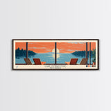 Lake Hopatcong New Jersey Framed Canvas Print, Panoramic Wall Art, Midcentury Modern, Pop Art, Living Room Decor, Travel Poster, Bedroom Art