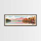 Lake James North Carolina Framed Canvas Print, Panoramic Wall Art, Midcentury Modern, Pop Art, Living Room Decor, Travel Poster, Bedroom Art