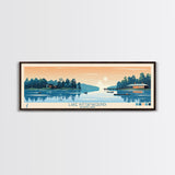 Lake Kittamaqundi Maryland Framed Canvas Print, Panoramic Wall Art, Midcentury Modern, Pop Art, Lake House Decor, Travel Poster, Bedroom Art