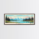 Lake Koocanusa Montana Framed Canvas Print, Panoramic Wall Art, Midcentury Modern, Pop Art, Living Room Decor, Travel Poster, Bedroom Art