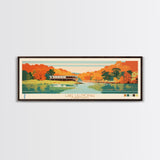 Lake Lillinonah Connecticut Framed Canvas Print, Panoramic Wall Art, Midcentury Modern, Pop Art, Living Room Decor, Travel Poster