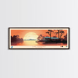 Lake Maurepas Louisiana Framed Canvas Print, Panoramic Wall Art, Midcentury Modern, Pop Art, Bedroom Art, Travel Poster, Lake House Decor