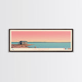 Lake McConaughy Nebraska Framed Canvas Print, Panoramic Wall Art, Midcentury Modern, Pop Art, Living Room Decor, Travel Poster