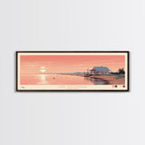 Lake McConaughy Nebraska Framed Canvas Print, Panoramic Wall Art, Midcentury Modern, Pop Art, Bedroom Art, Travel Poster, Lake House Decor