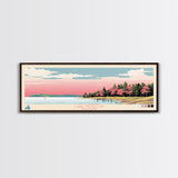 Lake Mendota Wisconsin Framed Canvas Print, Panoramic Wall Art, Midcentury Modern, Pop Art, Living Room Decor, Travel Poster