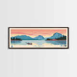 Lake Nipigon Ontario Framed Canvas Print, Panoramic Wall Art, Midcentury Modern, Pop Art, Living Room Decor, Travel Poster, Lake House Art