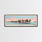 Lake Oconee Georgia Framed Canvas Print, Panoramic Wall Art, Midcentury Modern, Pop Art, Living Room Decor, Travel Poster, Lake House Art