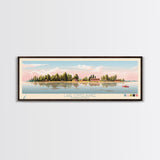 Lake Ontelaunee Pennsylvania Framed Canvas Print, Panoramic Wall Art, Midcentury Modern, Pop Art, Living Room Decor, Travel Poster, Lake House Art