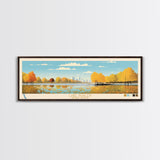 Lake Phalen Minneapolis Framed Canvas Print, Panoramic Wall Art, Midcentury Modern, Pop Art, Living Room Decor, Travel Poster, Lake House Art