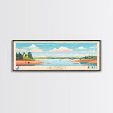 Lake Poinsett South Dakota Framed Canvas Print, Panoramic Wall Art, Midcentury Modern, Pop Art, Bedroom Art, Travel Poster, Lake House Decor