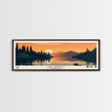 Lake Quinault Washington Framed Canvas Print, Panoramic Wall Art, Midcentury Modern, Pop Art, Living Room Decor, Travel Poster, Lake House Art