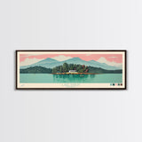 Lake Rabun Georgia Framed Canvas Print, Panoramic Wall Art, Midcentury Modern, Pop Art, Living Room Decor, Travel Poster, Lake House Art