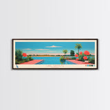 Lake Santa Fe Florida Framed Canvas Print, Panoramic Wall Art, Midcentury Modern, Pop Art, Bedroom Art, Travel Poster, Lake House Decor