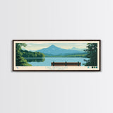 Lake Santeetlah North Carolina Framed Canvas Print, Panoramic Wall Art, Midcentury Modern, Pop Art, Living Room Decor, Travel Poster, Lake House Art