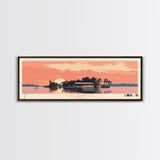 Lake Seminole Florida Framed Canvas Print, Panoramic Wall Art, Midcentury Modern, Pop Art, Bedroom Art, Travel Poster, Lake House Decor