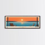 Lake Tawakoni Texas Framed Canvas Print, Panoramic Wall Art, Midcentury Modern, Pop Art, Bedroom Art, Travel Poster, Lake House Decor