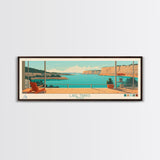 Lake Travis Texas Framed Canvas Print, Panoramic Wall Art, Midcentury Modern, Pop Art, Living Room Decor, Travel Poster, Lake House Art