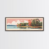 Lake Tuscaloosa, Alabama Panoramic Wall Art Framed Canvas Print, Midcentury Modern, Pop Art, Home Decor, Travel Poster, Bedroom Art