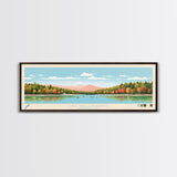 Lake Wallenpaupack, Pennsylvania Panoramic Wall Art Framed Canvas Print, Midcentury Modern, Pop Art, Home Decor, Travel Poster, Living Room Art