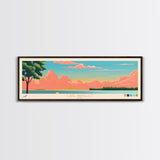 Lake Wapello, Iowa Panoramic Wall Art Framed Canvas Print, Midcentury Modern, Pop Art, Home Decor, Travel Poster, Living Room Art