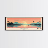 Lake Wilson, Hawaii Panoramic Wall Art Framed Canvas Print, Midcentury Modern, Pop Art, Home Decor, Travel Poster, Living Room Art