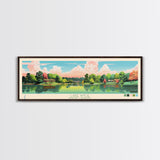 Lake Wylie, North Carolina Panoramic Wall Art Framed Canvas Print, Midcentury Modern, Pop Art, Home Decor, Travel Poster, Bedroom Art