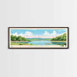 Lake of the Arbuckles Oklahoma Framed Canvas Print, Panoramic Wall Art, Midcentury Modern, Pop Art, Bedroom Art, Travel Poster, Lake House Decor