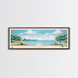 Lake Tawakoni, Texas Panoramic Wall Art Framed Canvas Print, Midcentury Modern, Pop Art, Home Decor, Travel Poster, Bedroom Art