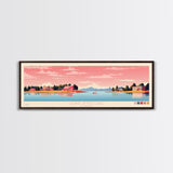 Lewis Smith Lake, Alabama Panoramic Wall Art Framed Canvas Print, Midcentury Modern, Pop Art, Home Decor, Travel Poster, Living Room Art