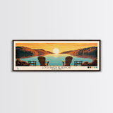 Loch Raven Reservoir, Maryland Panoramic Wall Art Framed Canvas Print, Midcentury Modern, Pop Art, Home Decor, Travel Poster, Living Room Art