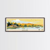 Long Lake, North Dakota Panoramic Wall Art Framed Canvas Print, Midcentury Modern, Pop Art, Home Decor, Travel Poster, Living Room Art