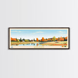 Long Pond, Massachusetts Panoramic Wall Art Framed Canvas Print, Midcentury Modern, Pop Art, Home Decor, Travel Poster, Bedroom Art