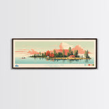 Lower Red Lake, Minnesota Panoramic Wall Art Framed Canvas Print, Midcentury Modern, Pop Art, Home Decor, Travel Poster, Living Room Art