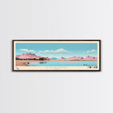 Lyman Reservoir, Arizona Panoramic Wall Art Framed Canvas Print, Midcentury Modern, Pop Art, Home Decor, Travel Poster, Bedroom Art