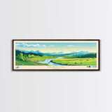 Malheur Lake, Oregon Panoramic Wall Art Framed Canvas Print, Midcentury Modern, Pop Art, Home Decor, Travel Poster, Living Room Art