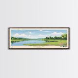 Malvern Lake, Kansas Panoramic Wall Art Framed Canvas Print, Midcentury Modern, Pop Art, Home Decor, Travel Poster, Living Room Art