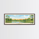 McDaniel Lake, Missouri Panoramic Wall Art Framed Canvas Print, Midcentury Modern, Pop Art, Home Decor, Travel Poster, Living Room Art