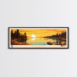 Mille Lacs Lake, Minnesota Framed Canvas Print, Panoramic Wall Art, Midcentury Modern, Pop Art, Home Decor, Travel Poster, Living Room Art