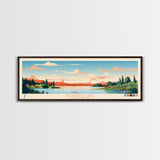 Montreal Lake, Saskatchewan Framed Canvas Print, Panoramic Wall Art, Midcentury Modern, Pop Art, Home Decor, Travel Poster, Living Room Art