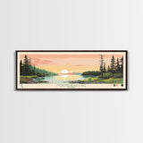 Moosehead Lake, Maine Framed Canvas Print, Panoramic Wall Art, Midcentury Modern, Pop Art, Home Decor, Travel Poster, Bedroom Art