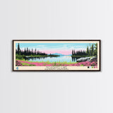 Mosquito Lake, Northwest Territories Framed Canvas Print, Panoramic Wall Art, Midcentury Modern, Pop Art, Home Decor, Travel Poster, Bedroom Art