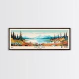 Naknek Lake, Alaska Framed Canvas Print, Panoramic Wall Art, Midcentury Modern, Pop Art, Home Decor, Travel Poster, Living Room Art