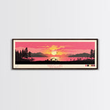 Navajo Lake, New Mexico Framed Canvas Print, Panoramic Wall Art, Midcentury Modern, Pop Art, Home Decor, Travel Poster, Living Room Art