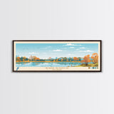 Newark Reservoir, Delaware Framed Canvas Print, Panoramic Wall Art, Midcentury Modern, Pop Art, Home Decor, Travel Poster, Bedroom Art